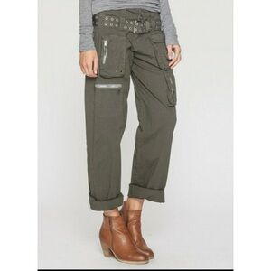 Pete & Greta By Johnny Was Poplin Cargo Pants Size 12 Green